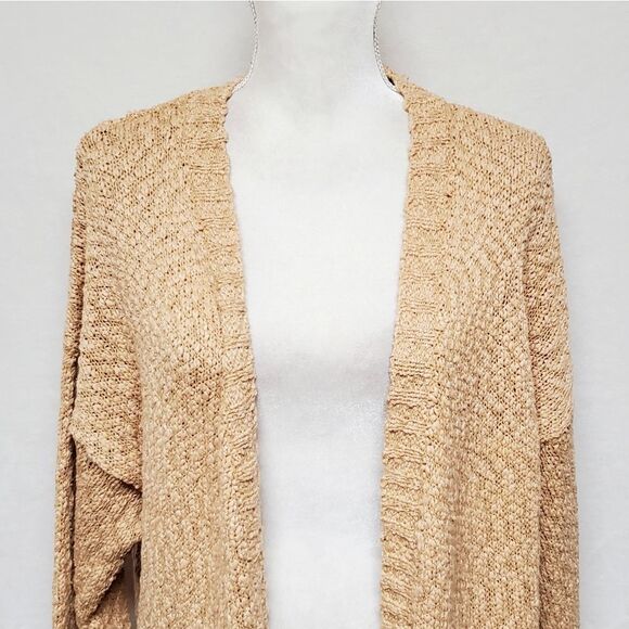 EVELYN Taylor Woman Loose Ribbed Popcorn Knit Open Front Waterfall Cardigan 3X - Picture 5 of 13